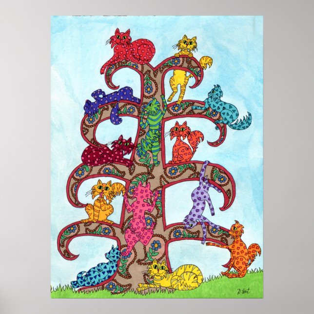 Affiche Paisley Cat Tree of Life (Devant)