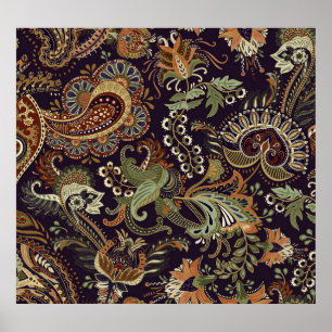 Affiche Paisley Colorful Textile : Ethnic Vintage Design