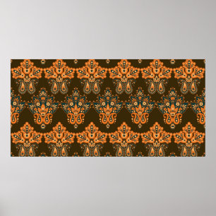 Affiche Paisley floral motif sans soudure. Illustration vi