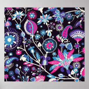 Affiche Paisley moderne : motif traditionnel oriental.