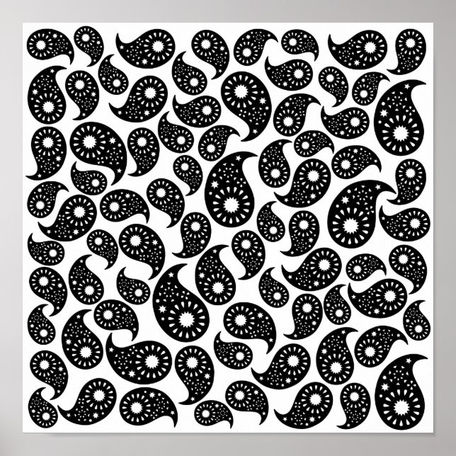 Affiche Paisley noir et blanc. (Devant)