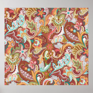 Affiche Paisley sans couture : motif arrière - plan élégan