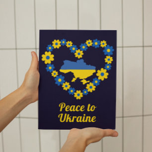 Affiche Paix à l'Ukraine Floral Wreath Carte du drapeau Pe