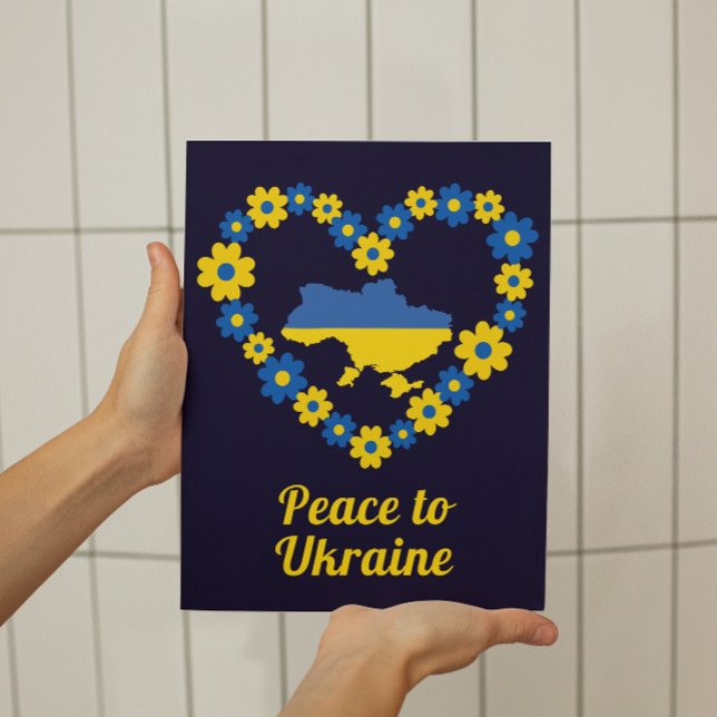 Affiche Paix à l'Ukraine Floral Wreath Carte du drapeau Pe (Créateur téléchargé)