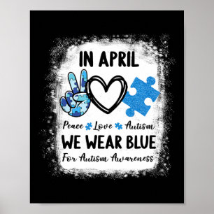 Affiche Paix Aime L'Autisme En Avril Nous Portons Le Bleu 
