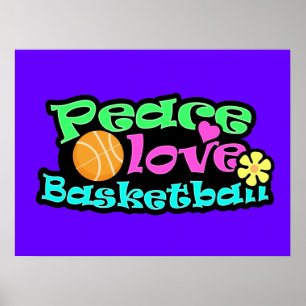 Affiche Paix, Amour, Basket-ball ; Rétro