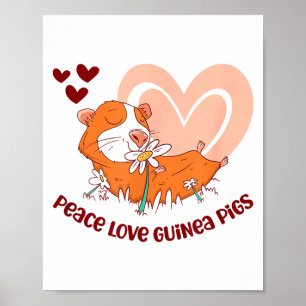 Affiche Paix Amour Cochons d'Inde Gs Drôle de dicton pour