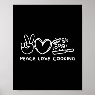 Affiche Paix, Amour Cuisine Rétro Cuisine Amateur Chef Nou