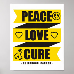 Affiche Paix Amour Cure Cancer de l'enfant Sensibilisation