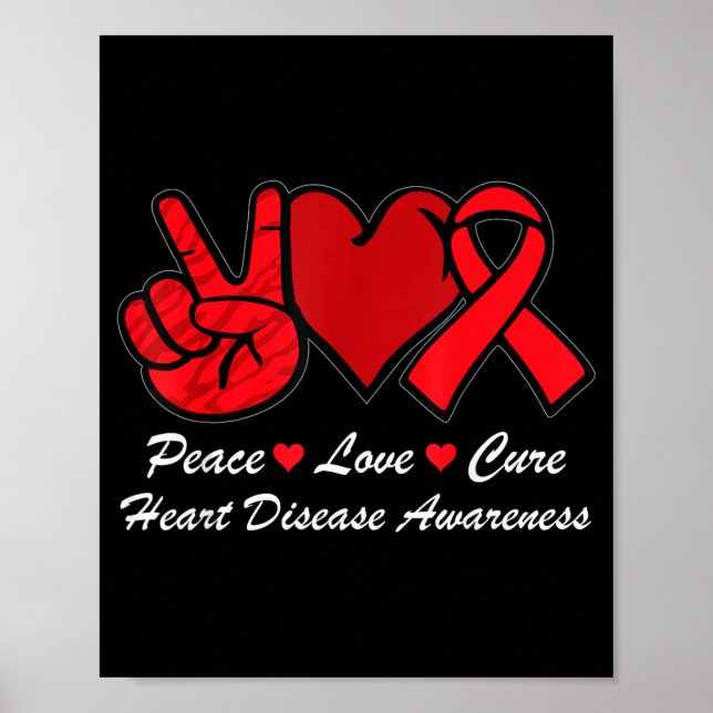 Affiche Paix Amour Cure Sensibilisation aux maladies cardi (Devant)