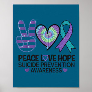 Affiche Paix Amour Espoir Prévention du Suicide Tie Dye Se