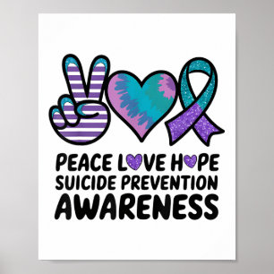 Affiche Paix Amour Espoir Prévention du Suicide Tie Dye Se