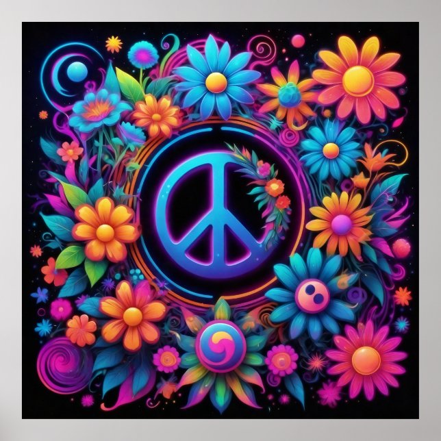 Affiche Paix, amour et fleurs (Devant)