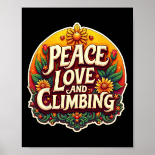 Affiche Paix Amour Et Grimpeur Mur Grimpeur Rétro V