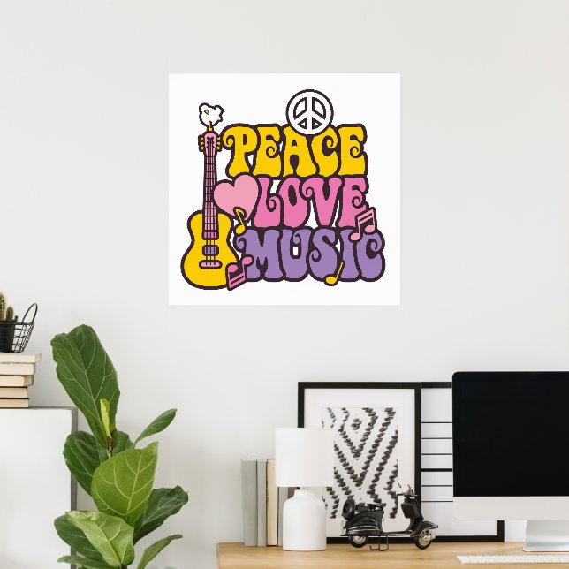 Affiche Paix, Amour et Musique (Bureau à domicile)