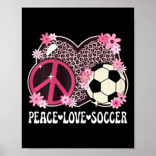 Affiche Paix Amour Footballeuse Imprimé Léopard Femme Fill