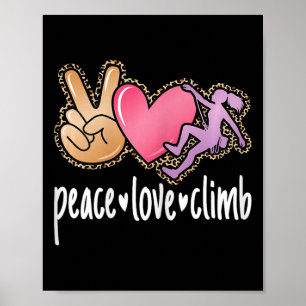 Affiche Paix Amour Grimpe Escalade Grimpeuse Mignonne Femm