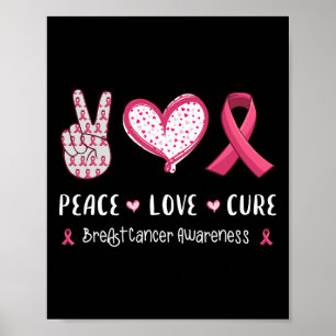 Affiche Paix Amour Guérir Ruban Rose Femmes Enfants