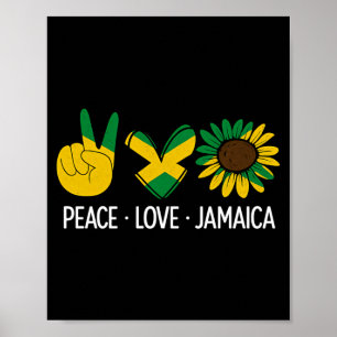 Affiche Paix Amour Jamaïque Drapeau Jamaïcain Femmes Suowe