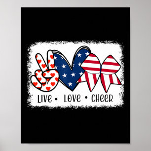 Affiche Paix Amour Joie Drapeau États-Unis 4 Juillet Cheer