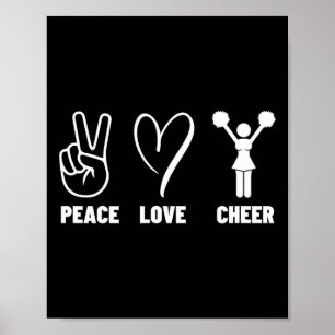 Affiche Paix Amour Joie Fière Pom-Pom Girl Femme Cheerlead
