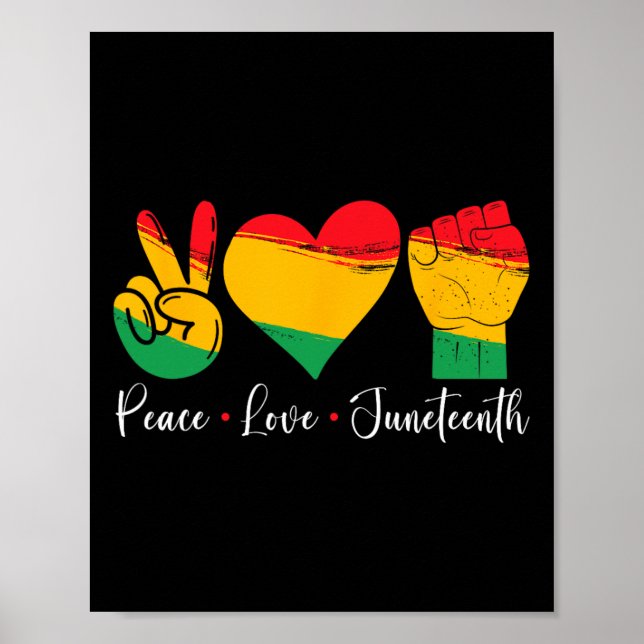 Affiche Paix Amour Juneteenth 1865 Fierté noire Hommes Fem (Devant)