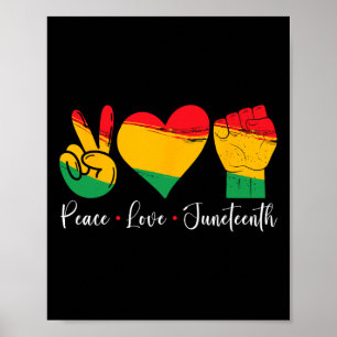 Affiche Paix Amour Juneteenth 1865 Fierté noire Hommes Fem