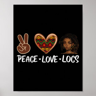 Affiche Paix Amour Locs Mélanine Noire Femmes Historique A