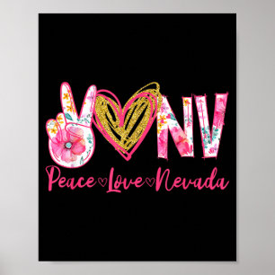 Affiche Paix Amour Nevada Floral Vintage Nevada Fierté