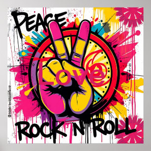 Affiche Paix, Amour, Rock n Roll