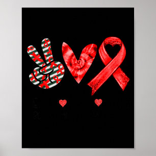 Affiche Paix Amour Ruban Rouge Sensibilisation au Sang Sou