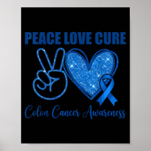 Affiche Paix amour sensibilisation au cancer du côlon sout