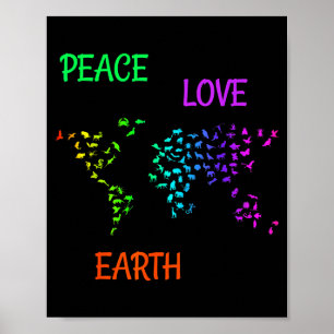 Affiche Paix Amour Terre Planète Verte Nature Protéger Ter