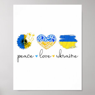 Affiche Paix Amour Ukraine Couleurs du drapeau ukrainien U