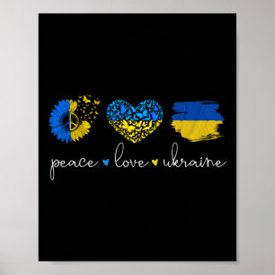 Affiche Paix Amour Ukraine Couleurs du drapeau ukrainien U