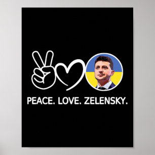Affiche Paix Amour Ukraine Volodymyr Zelensky Ukrainiens S