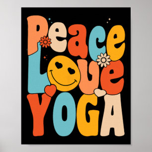 Affiche Paix Amour Yoga Yoga Mams Rétro Grand-mère Yoga