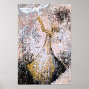 Affiche Paix - Colombe Blanche - Liberté - Peinture Abstra
