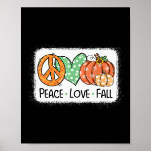 Affiche Paix Et Amour Et Automne Citrouille Autum Happy Fa