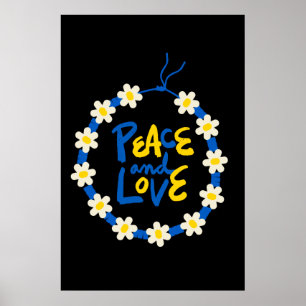 Affiche Paix et amour Ukraine Fleur Wreath