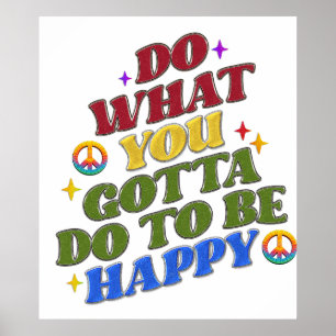 Affiche Paix Hippie Bonheur Encouragement Positivité