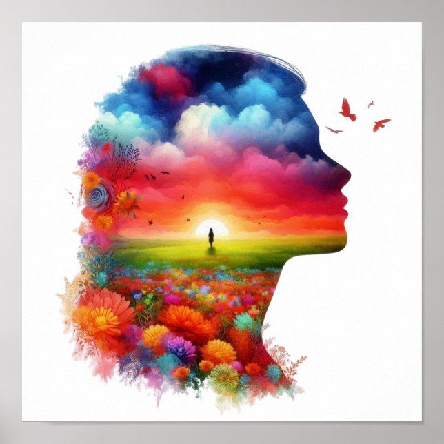 Affiche Paix intérieure : Paysage mental de coucher de sol (Devant)