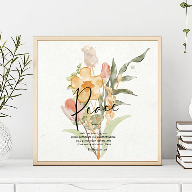 Affiche Paix-Philippiens 4:6 floral orange (Créateur téléchargé)
