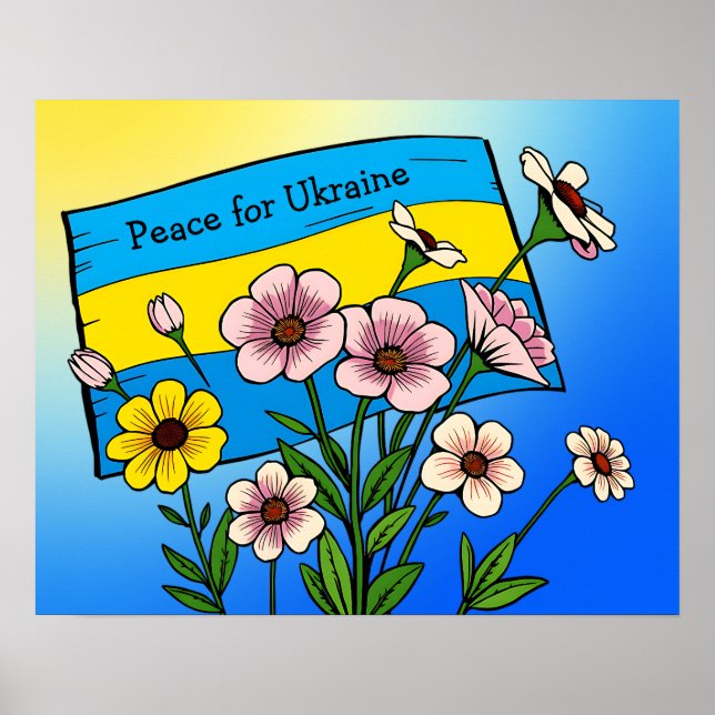Affiche Paix pour l'Ukraine | Drapeau ukrainien (Devant)