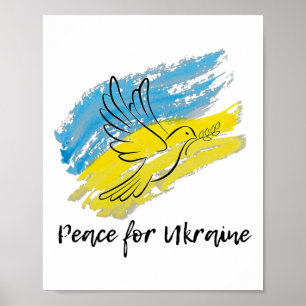 Affiche Paix pour l'Ukraine Solidarité Paix Cœur Ukrainien