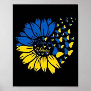 Affiche Paix pour l'Ukraine tournesol ukrainien papillon U