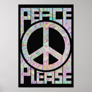 Affiche Paix S'il Vous Plaît Lettrage Couleur Tripante