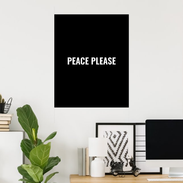 Affiche Paix s'il vous plaît noir blanc simple manifestati (Bureau à domicile)