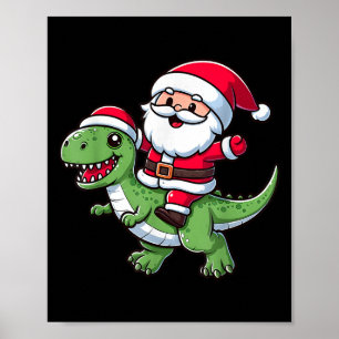 Affiche Pajama de Noël Santa Claus Ride T Rex Dinosaur F