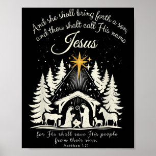 Affiche Pajamas de famille des sapins de Noël chrétiens Jé